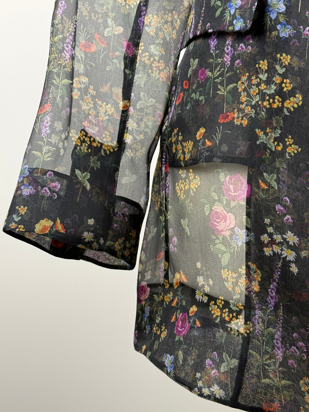 Max Mara Jabot Silk Organza Jacket Black Multi Sz. 40 DE (44 IT)