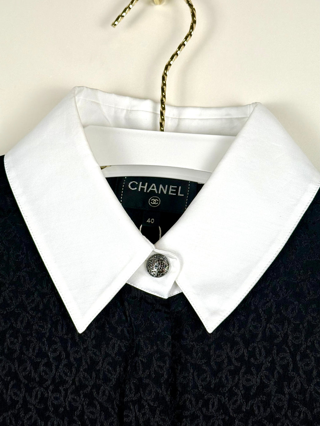Chanel Silk Blouse Black White Sz. 38 DE (40 FR)