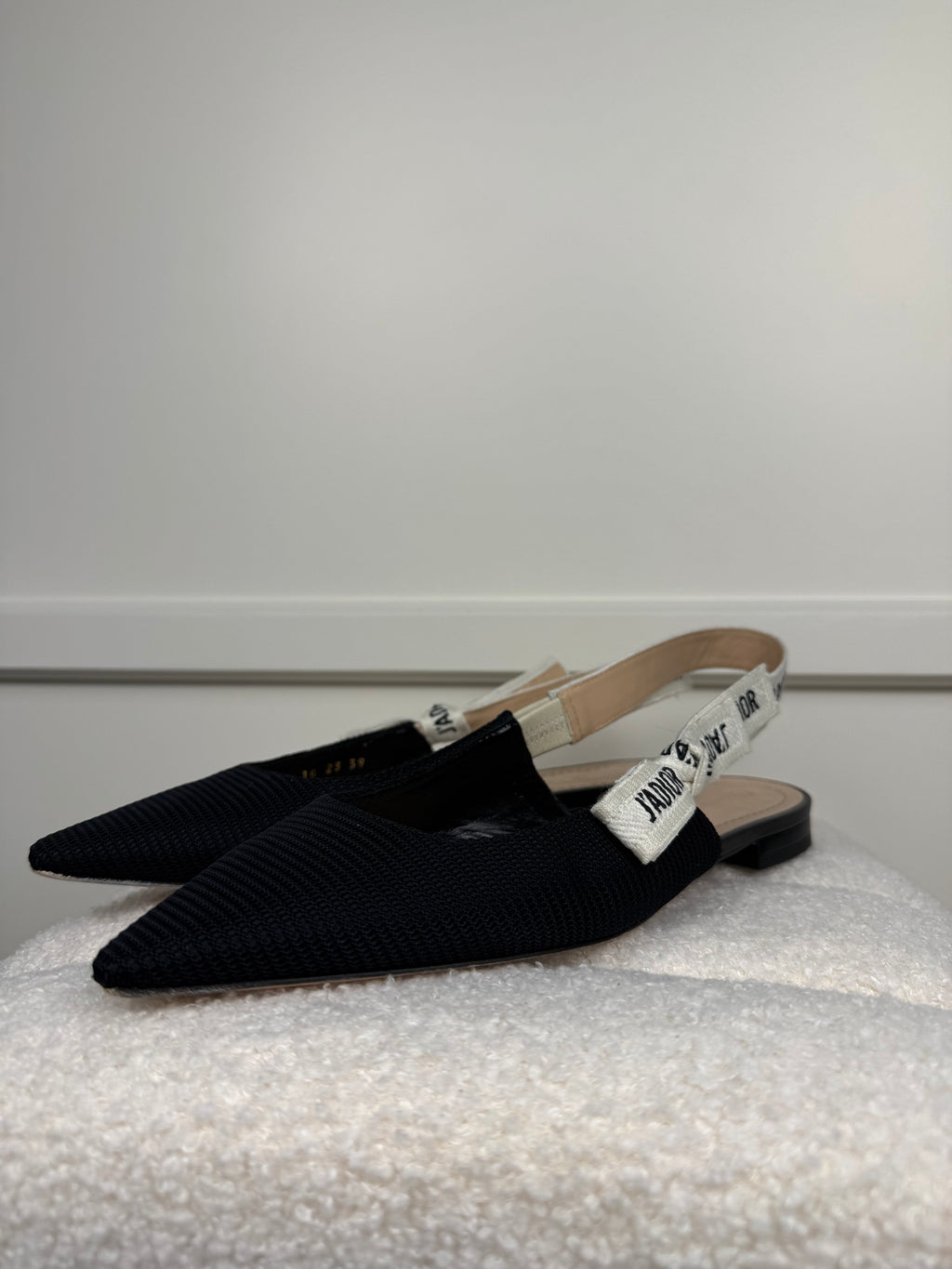 Christian Dior J'Adior Slingback Flats Black Sz. 39 EU