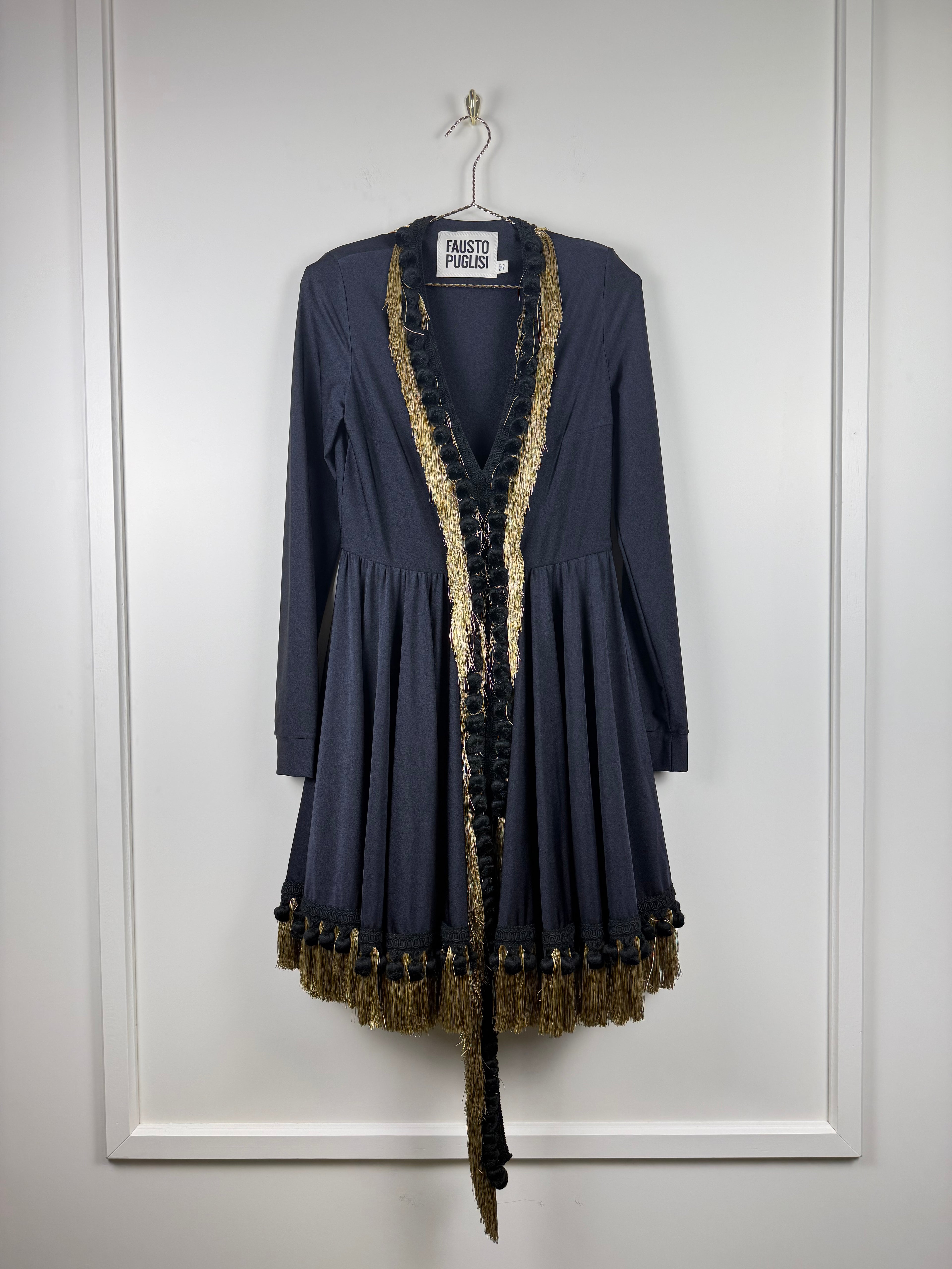 Fausto Puglisi Kleid – Schwarz/Gold – Gr. 38 DE (42 IT)