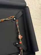 Chanel Faux Pearls Necklace Orange Multi