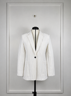 Max Mara Linen Cotton Mix Blazer Pinstriped White Sz. 40 DE