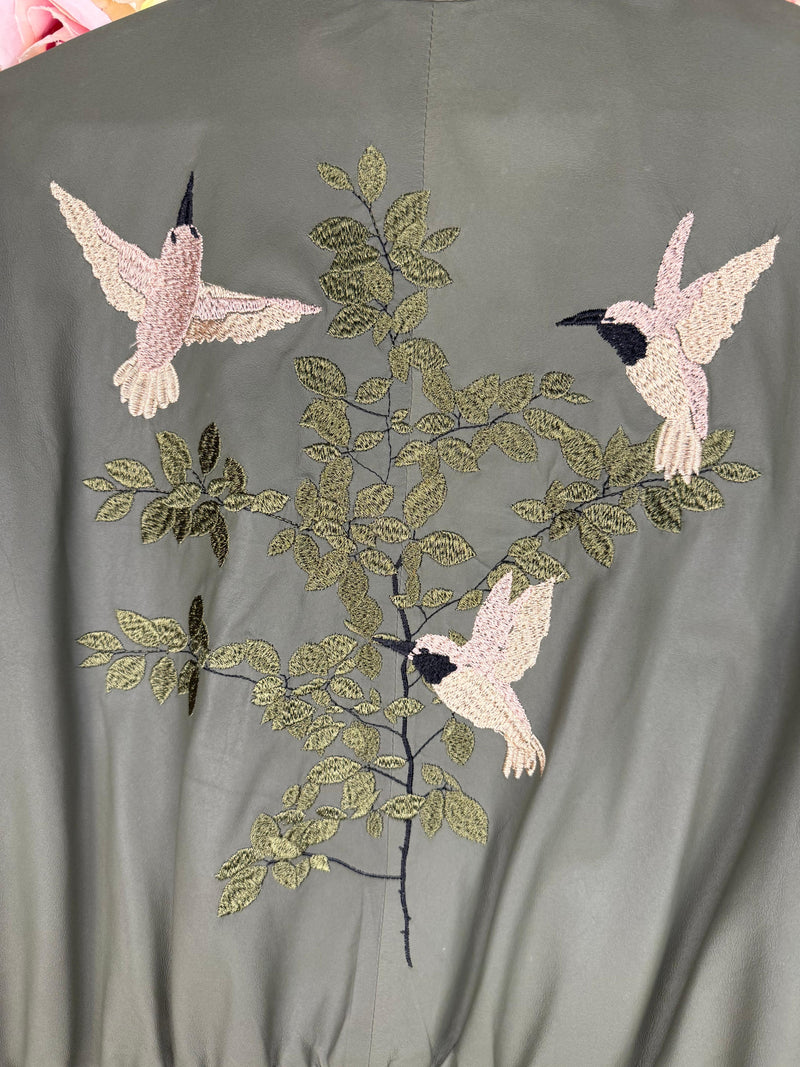 Utzon Leather Bomber Jacket with Embroideries