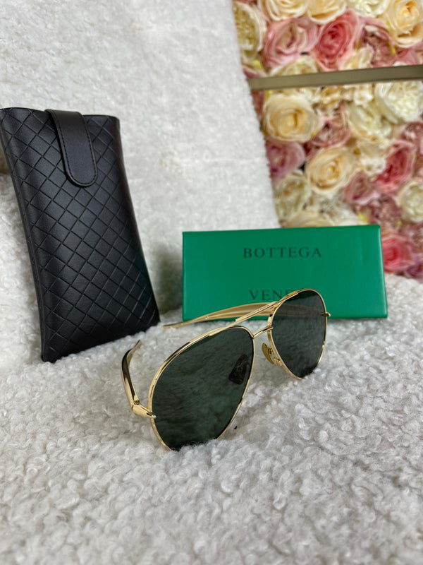 Bottega Veneta Sardine Aviator Sunglasses Gold