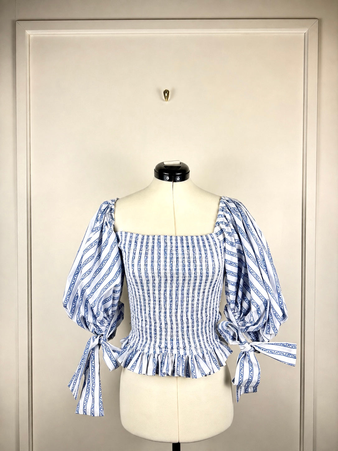 Caroline Constas Top White Blue Sz. XS