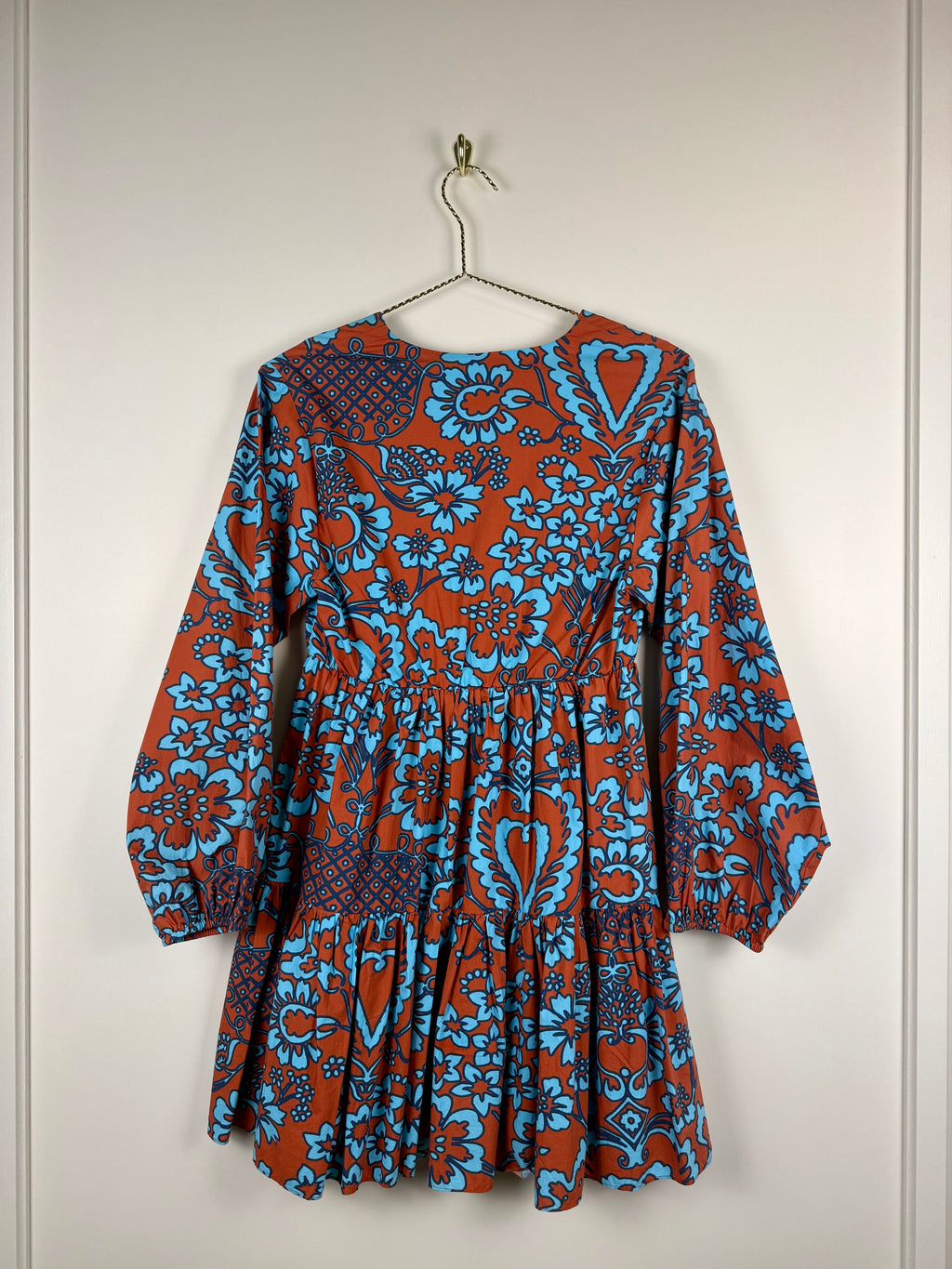 Rhode Dress Terracotta Light Blue Sz. XS