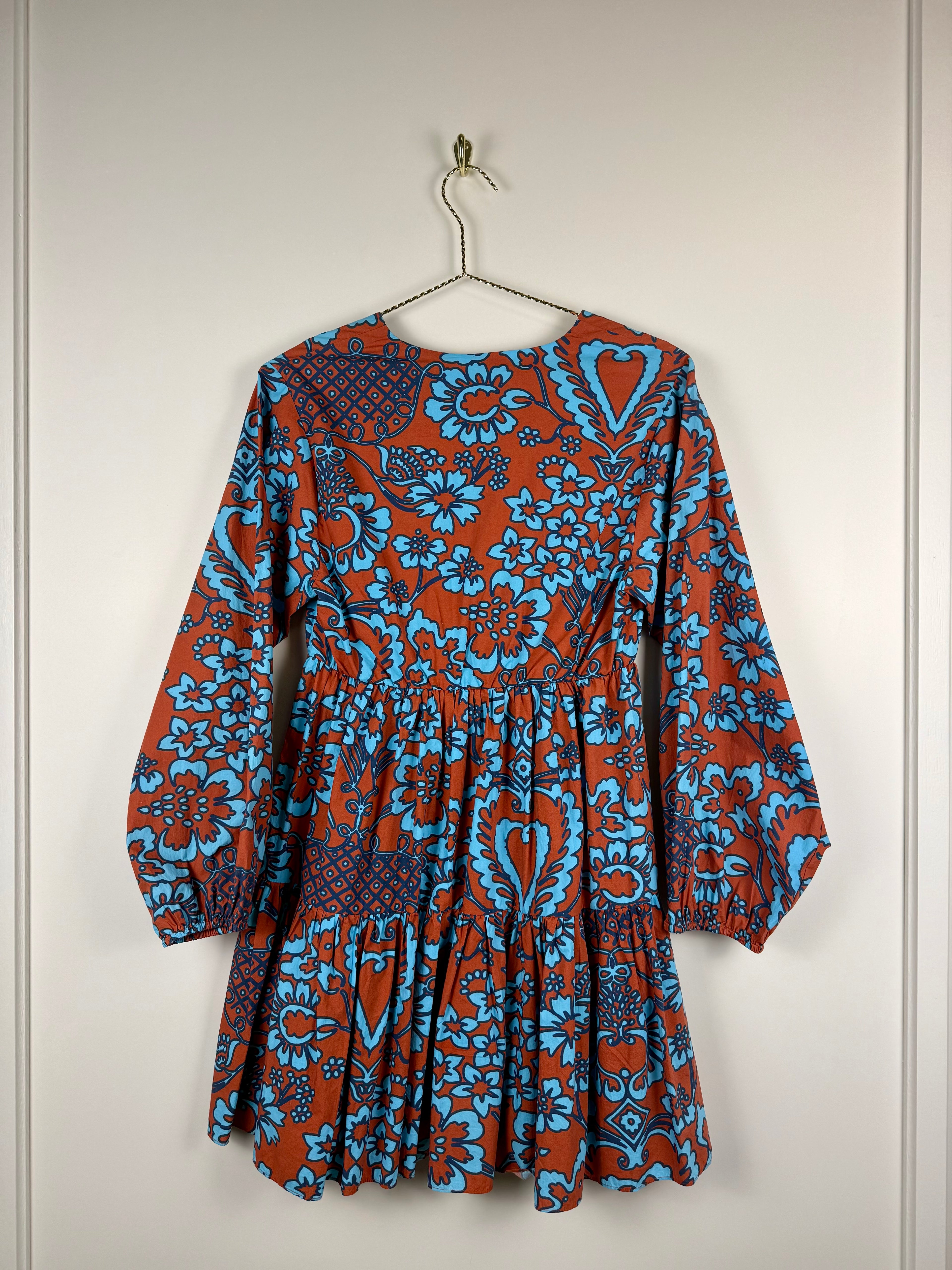 Rhode Dress Terracotta Light Blue Sz. XS