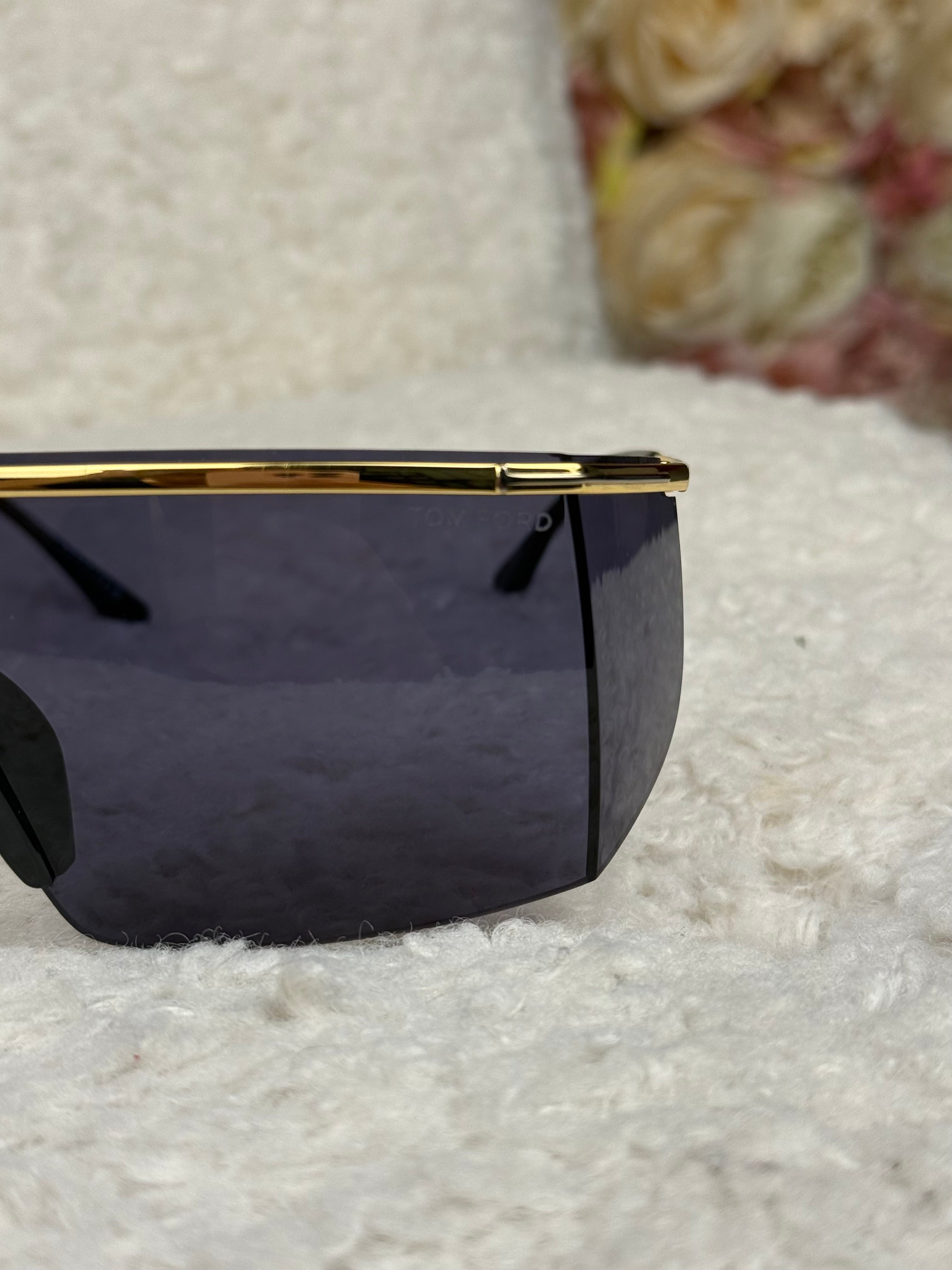 Tom Ford Shield Sunglasses Black Gold