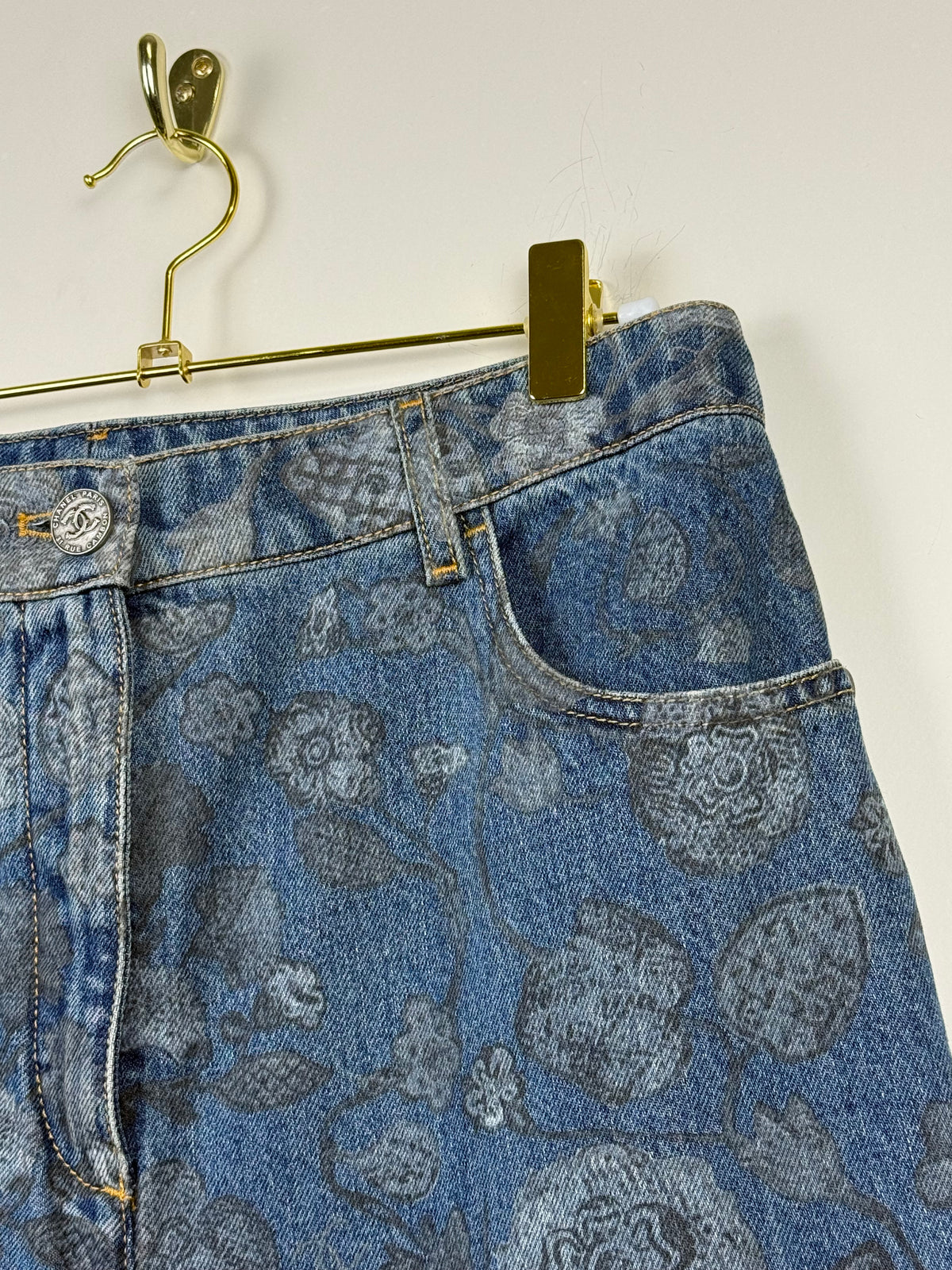Chanel Floral Jeans 2021 Blue Sz. 38 DE