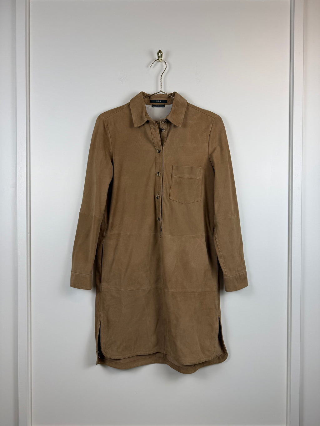 SET Veloursleder Kleid – Braun – Gr. 34