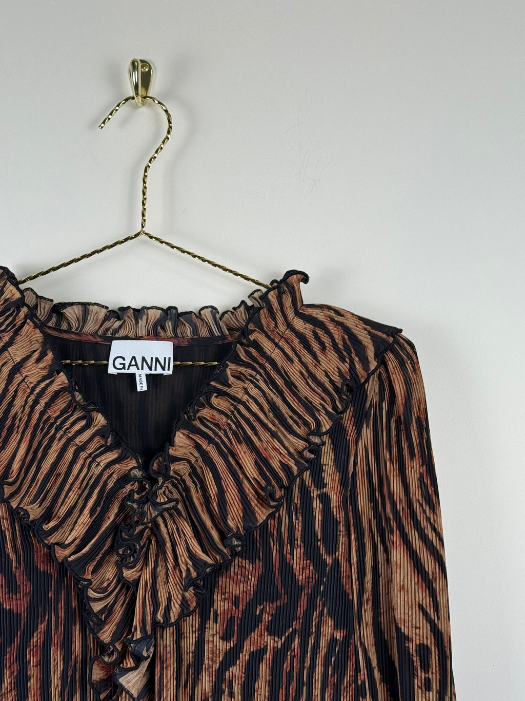 Ganni Bluse mit Tiger-Print – Mehrfarbig – Gr. 40 EU
