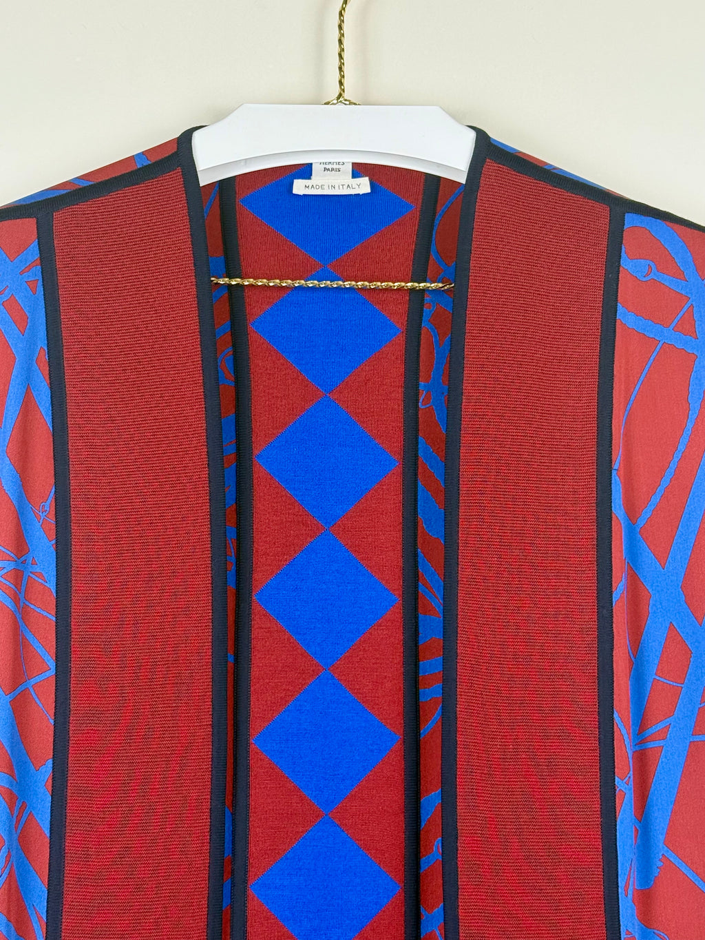 Hermès Long Silk Mix Vest Bordeaux Blue Sz. 36 DE (38 FR)