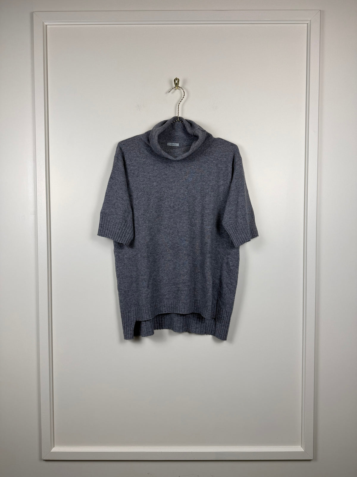 Malo Kurzarm-Rollkragenpullover – Grau – Gr. L