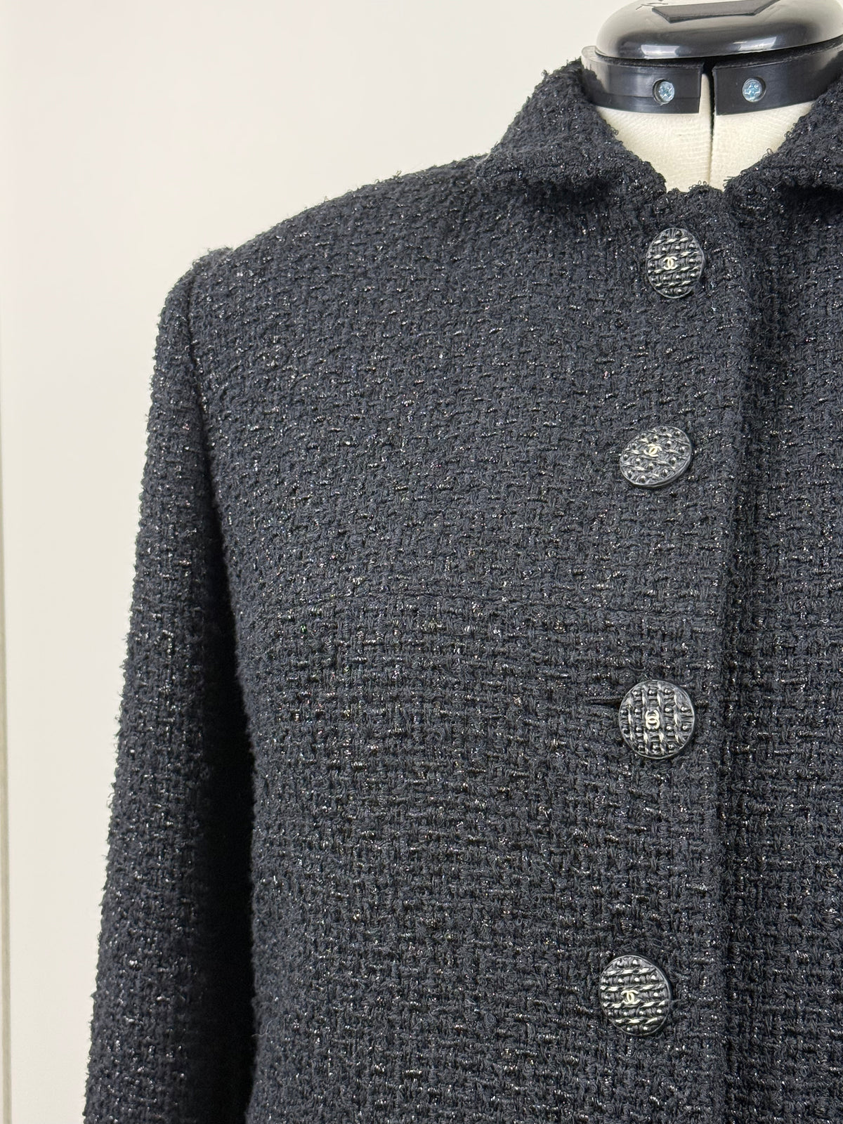 Chanel Tweed Coat – Black – Size 42 DE (44 FR)