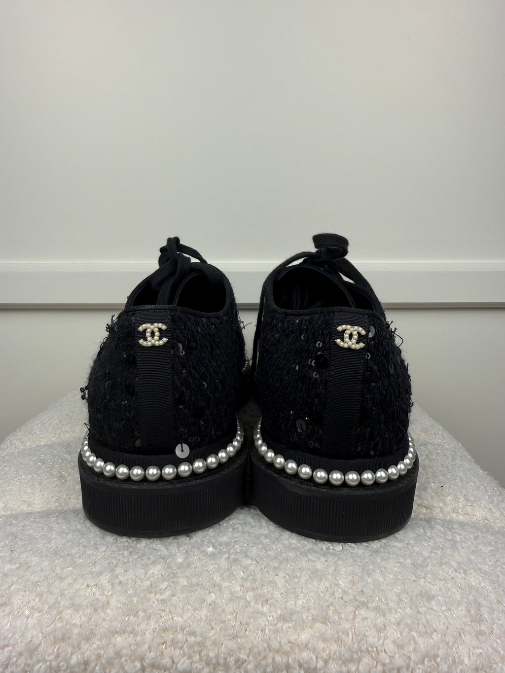 Chanel Sequins Shoes Black Sz. 39 EU