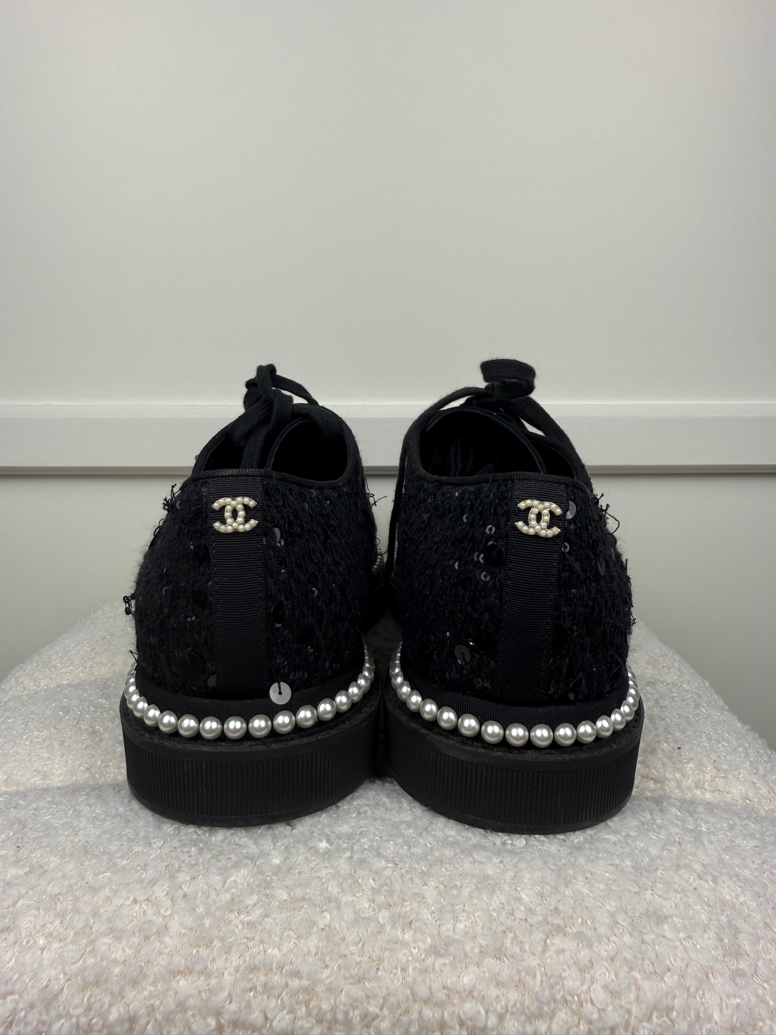 Chanel Sequins Shoes Black Sz. 39 EU