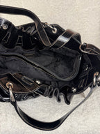 Furla Ruffle Patent Leather Bag Black