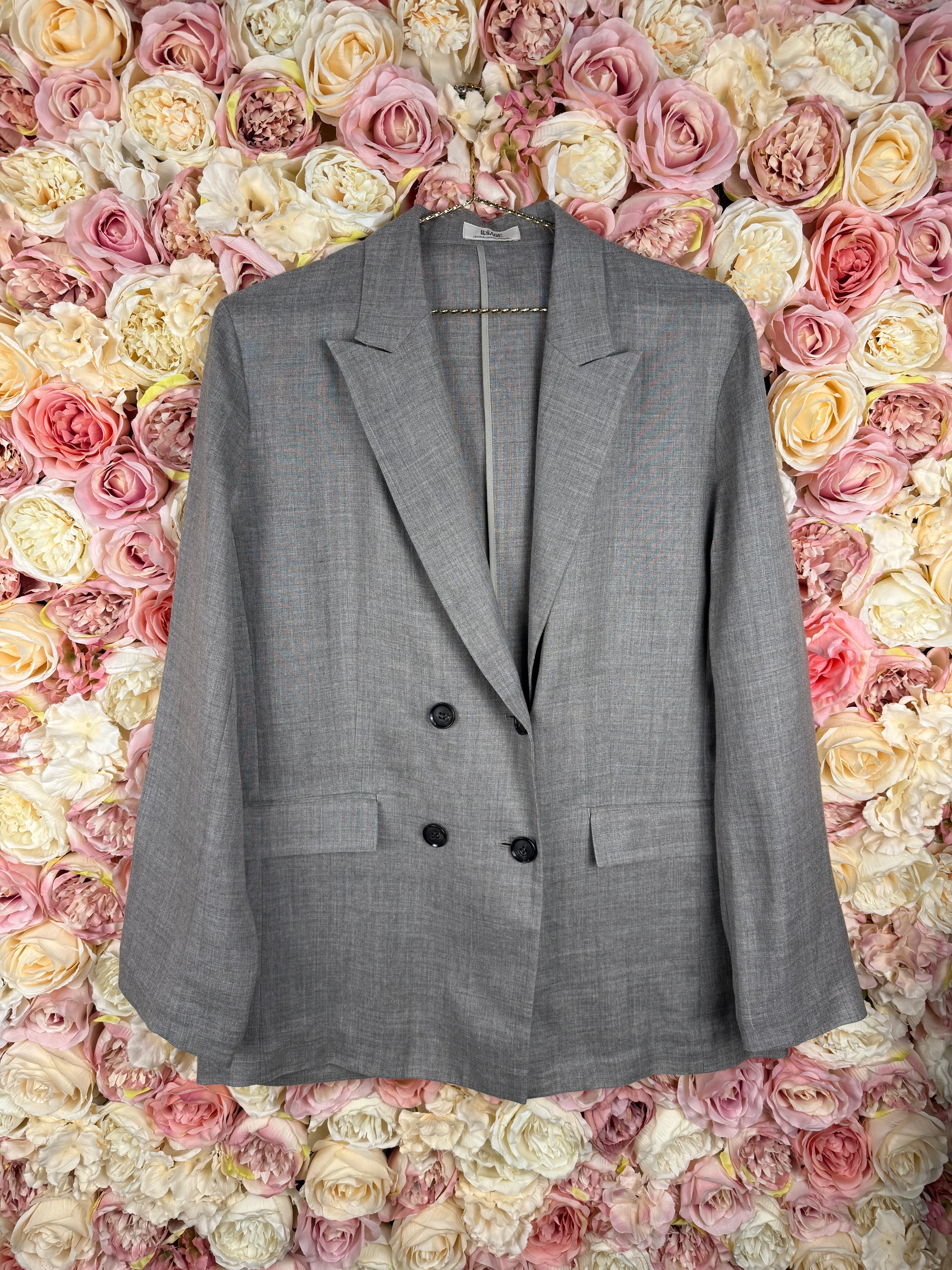 L'Essage Journal Standard Blazer 100% Ramie Grey Sz. L