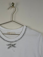 Maje T-Shirt mit Strass – Weiss – Gr. S (1)