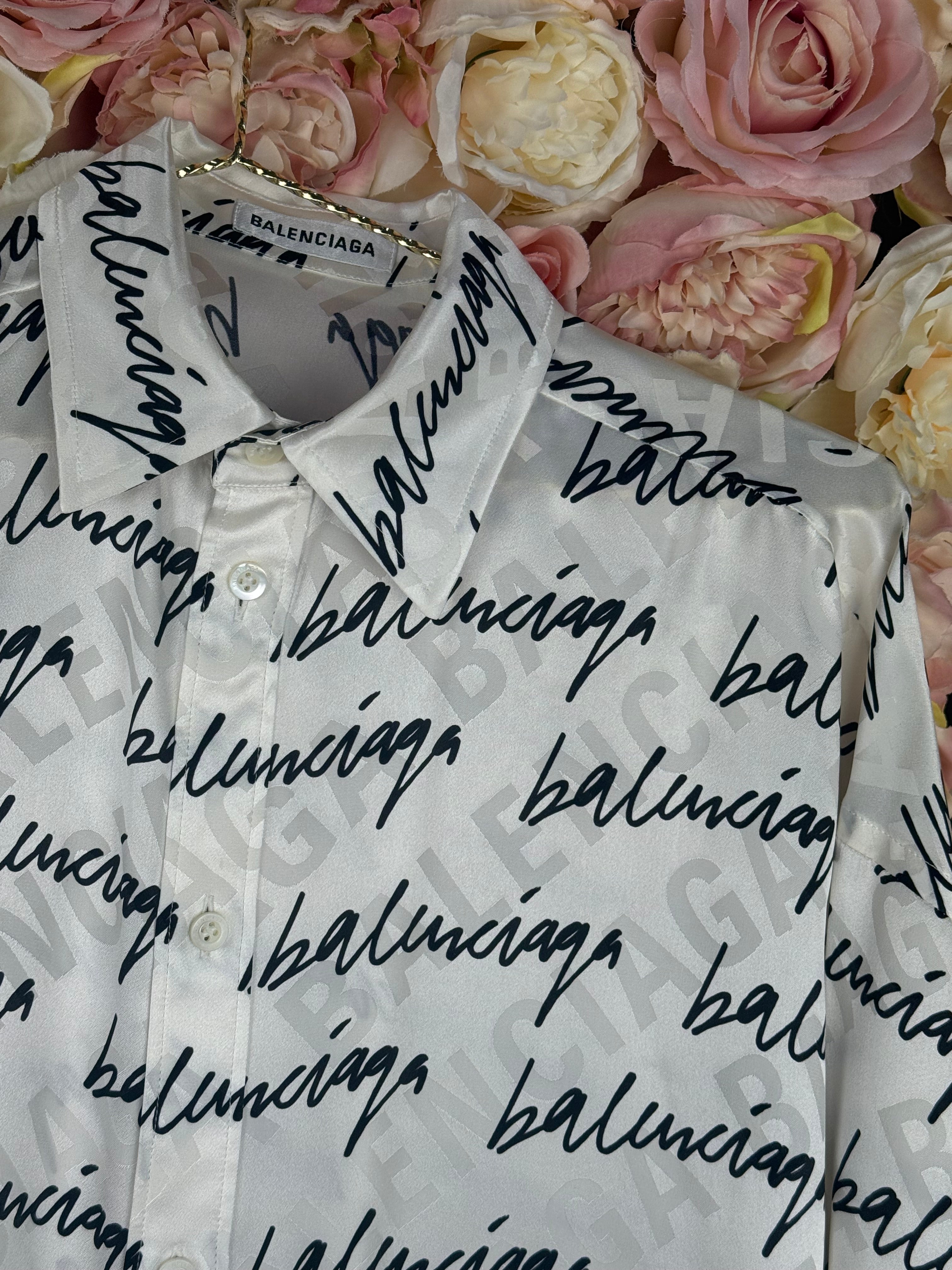 Balenciaga Oversized Blouse White Black Sz. 34 DE (36 FR)