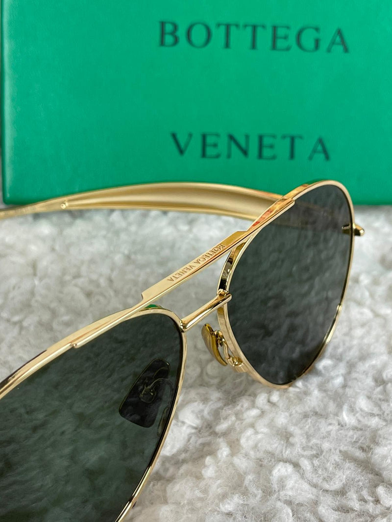 Bottega Veneta Sardine Aviator Sunglasses Gold