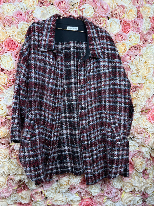Faith Connexion Red Tweed Overshirt