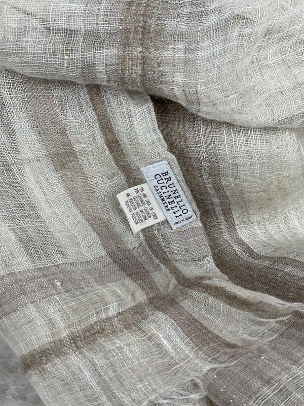 Brunello Cucinelli Linen Cashmere Scarf Ecru