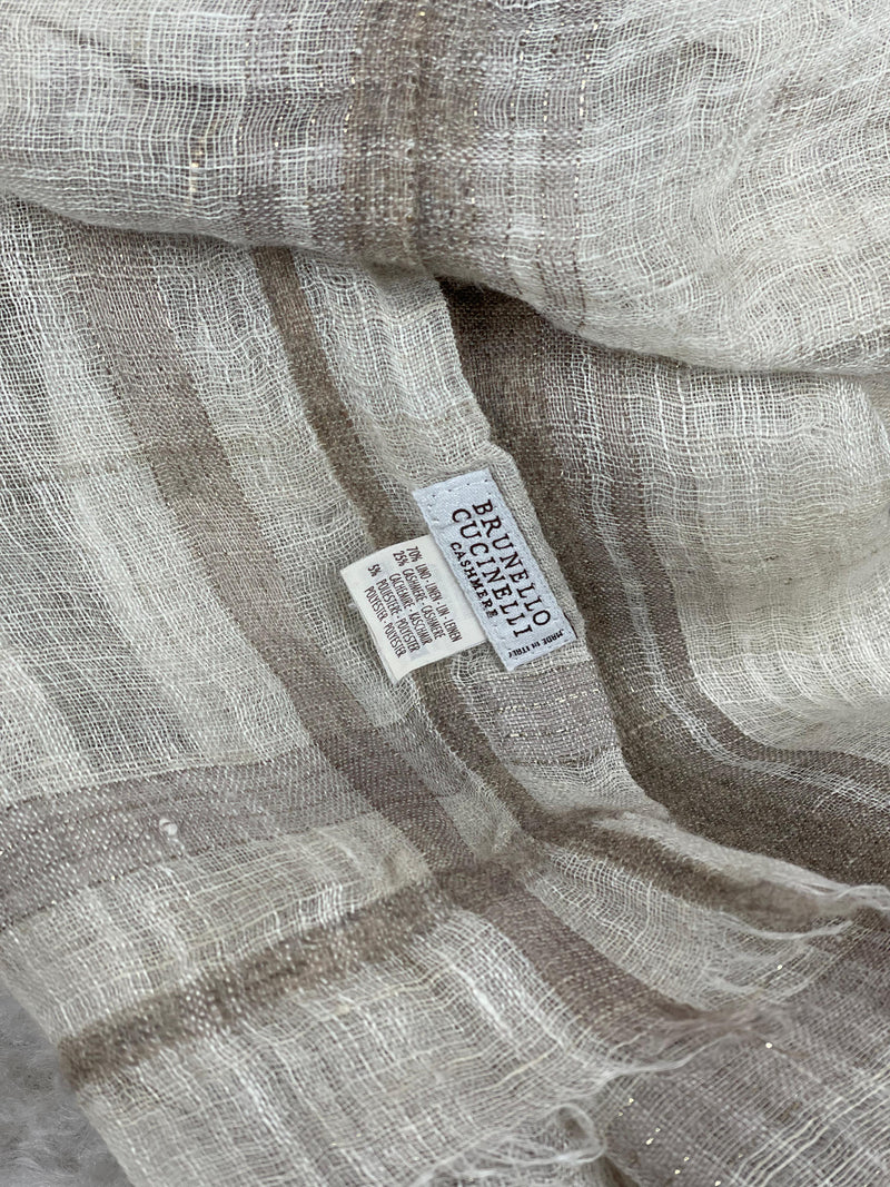 Brunello Cucinelli Linen Cashmere Scarf Ecru