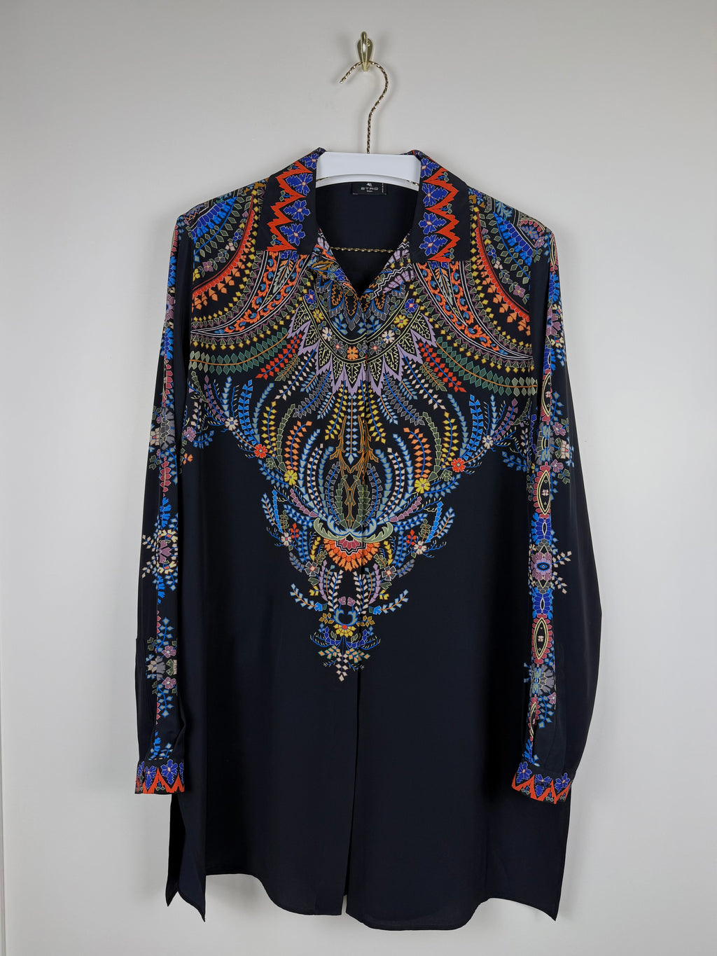 Etro Silk Shirt Black Multi Sz. 44 DE (48 IT)