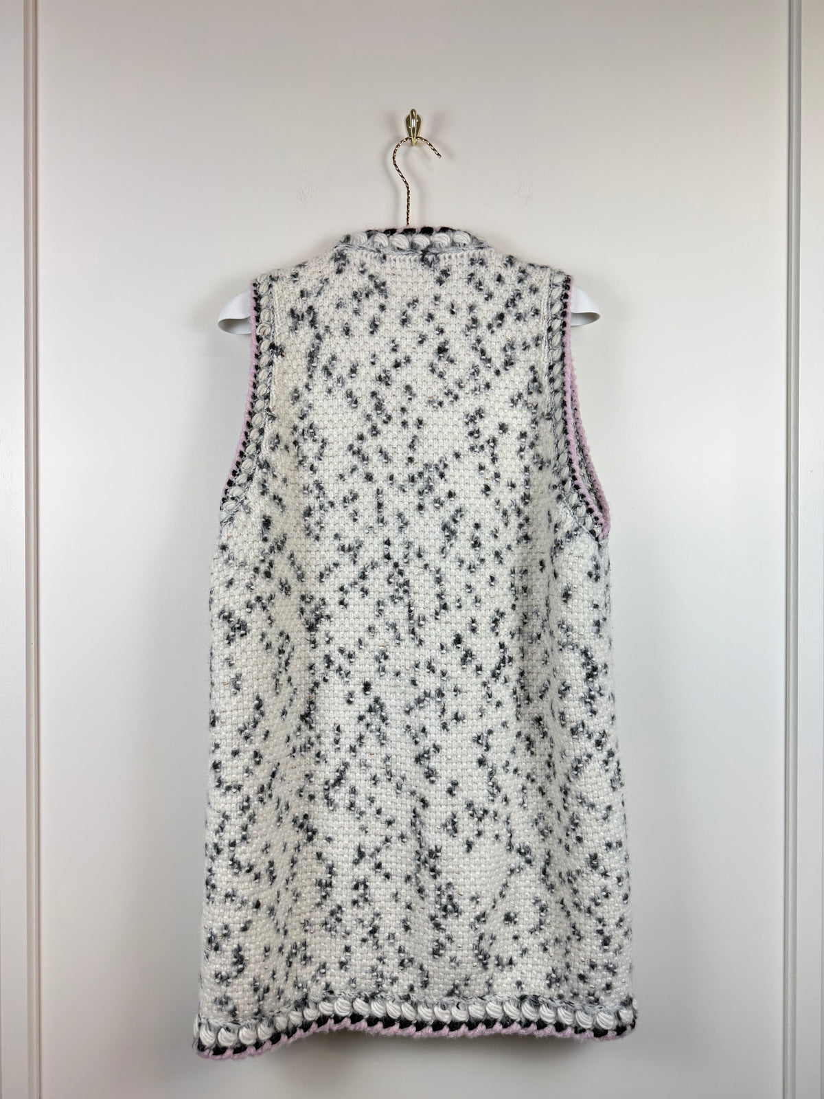 Chanel lange Strickweste mit Zopfdetails – Weiss – Gr. 40 DE (42 FR)