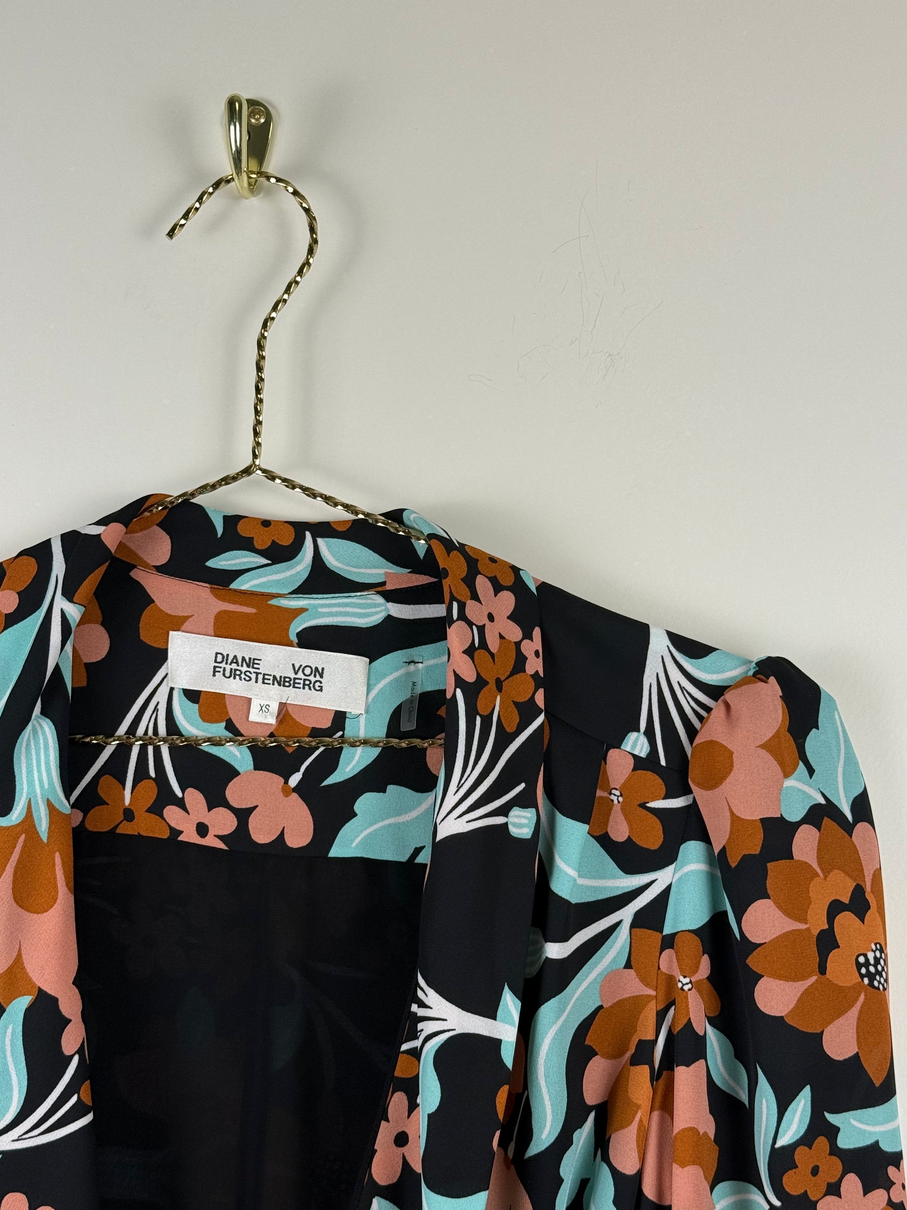 Diane von Furstenberg Kleid mit Blumenprint – Multicolor – Gr. XS