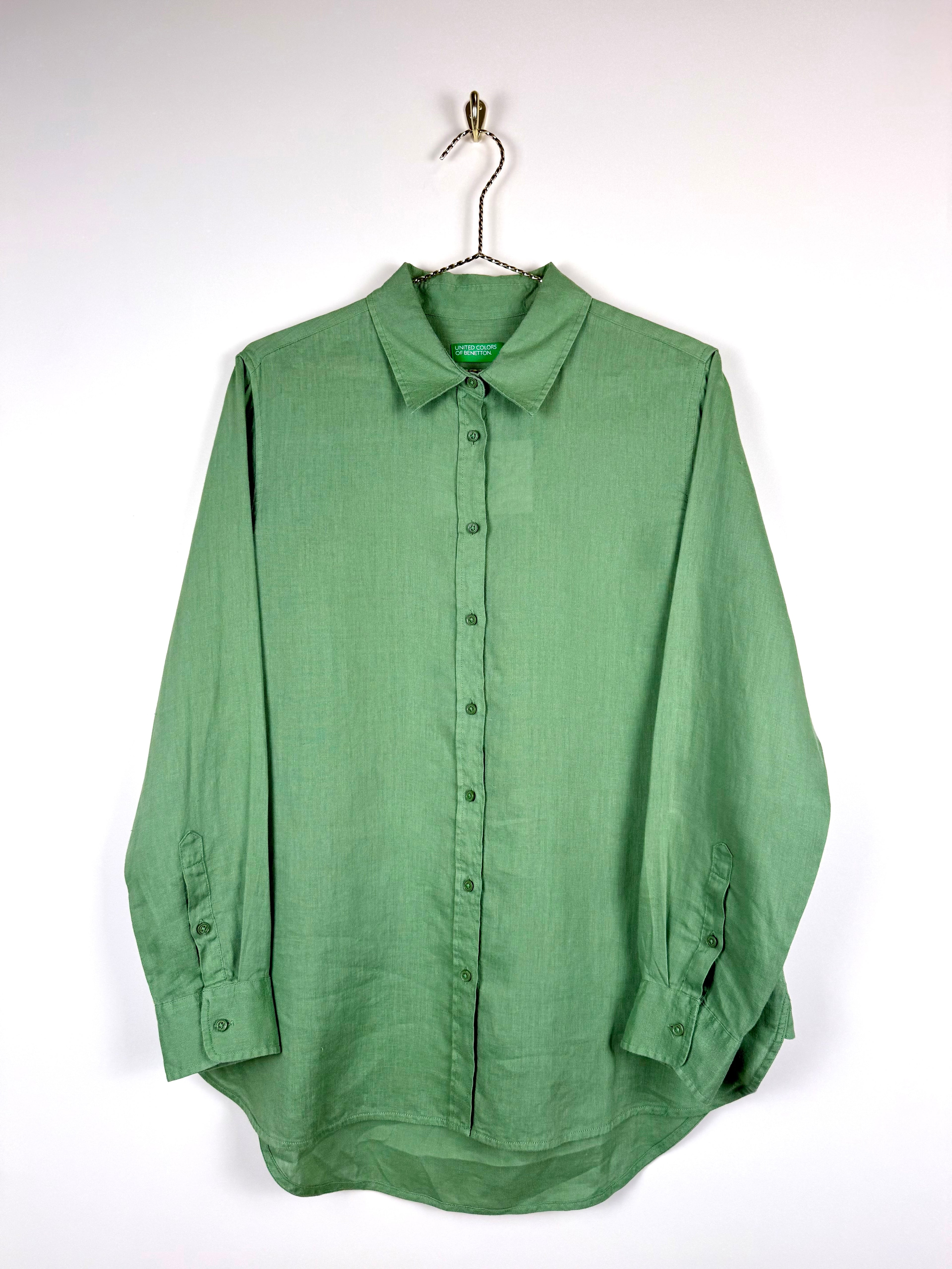 United Colors of Benetton Linen Shirt Green Sz. M