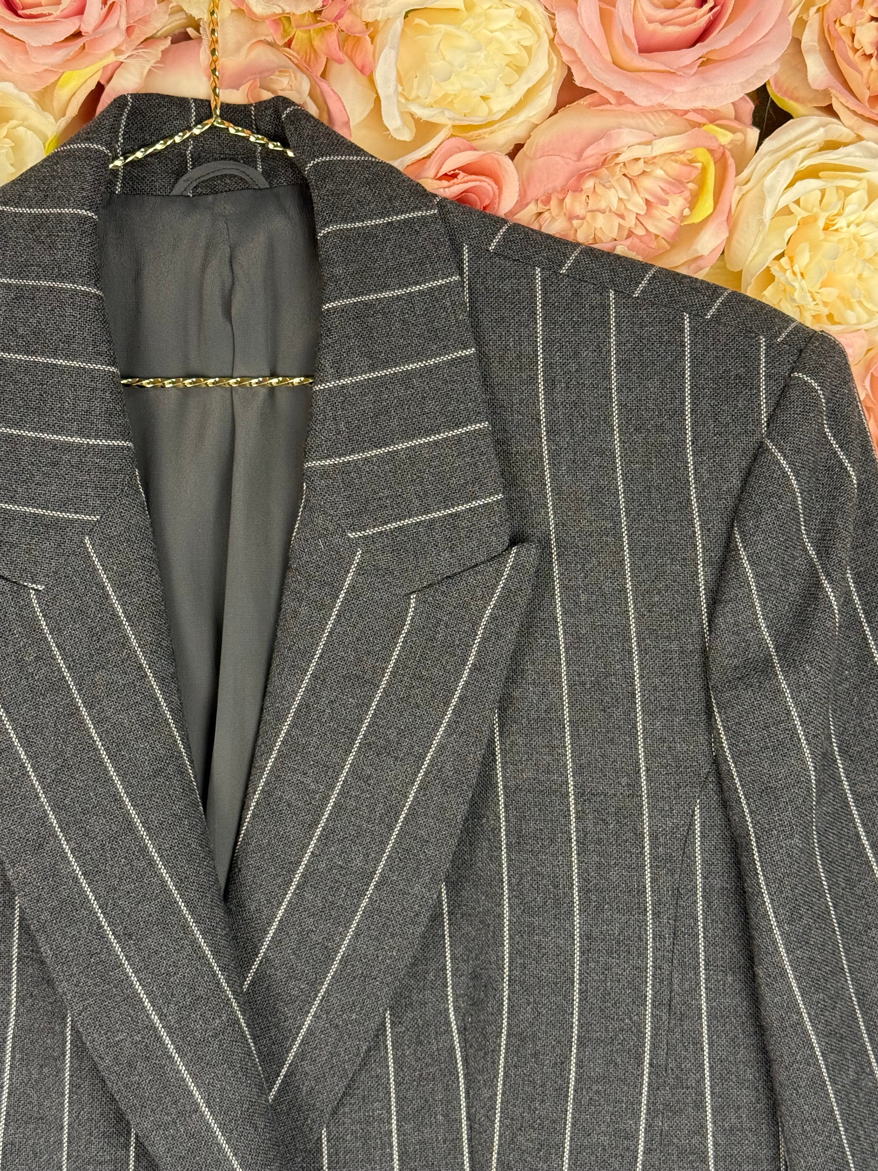 Brunello Cucinelli Striped Wool Blazer Grey White Sz. 40 DE (44 IT)