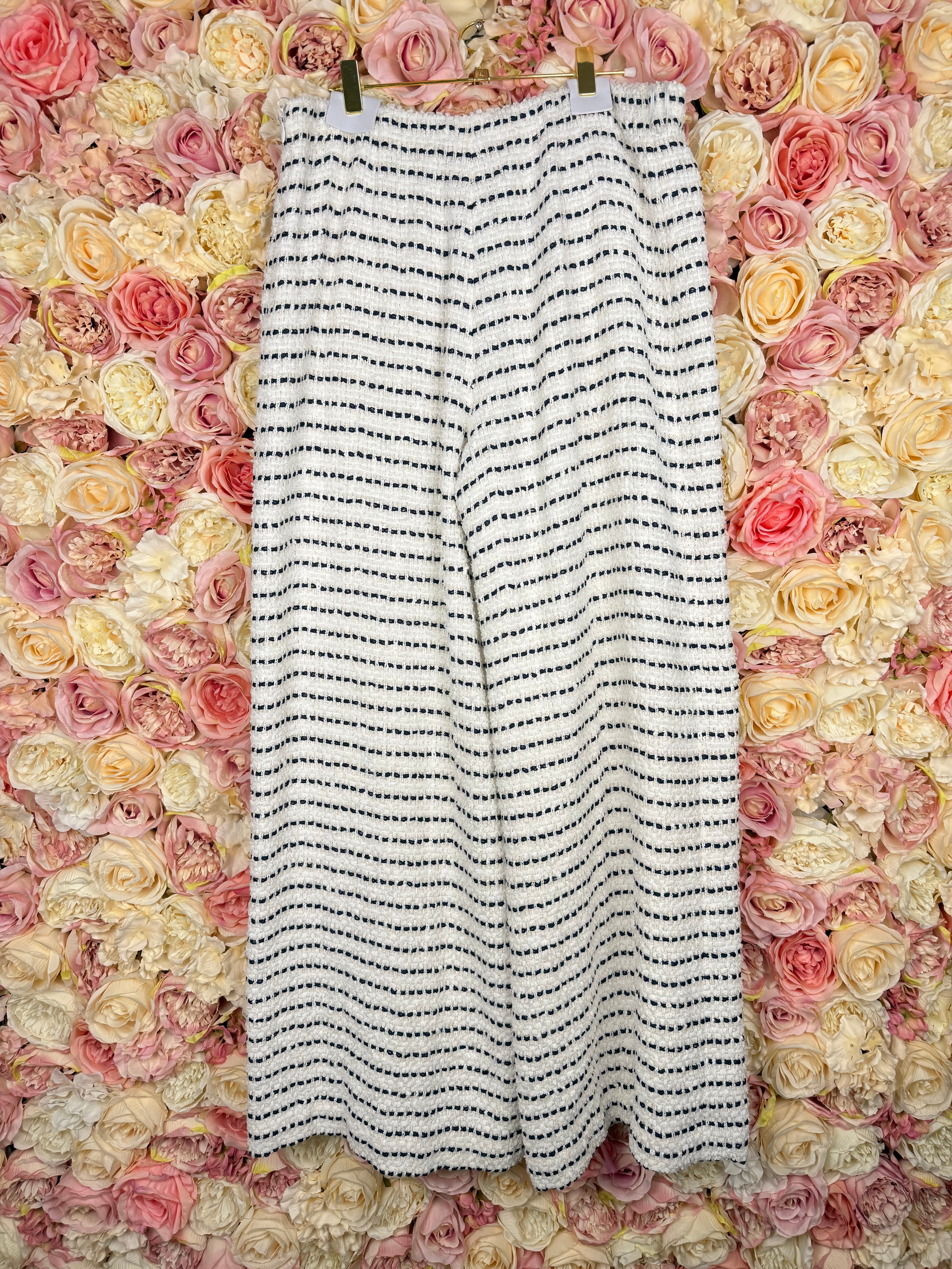 Chanel S23 Tweed Pants White Blue Sz. 42 DE (44 FR)