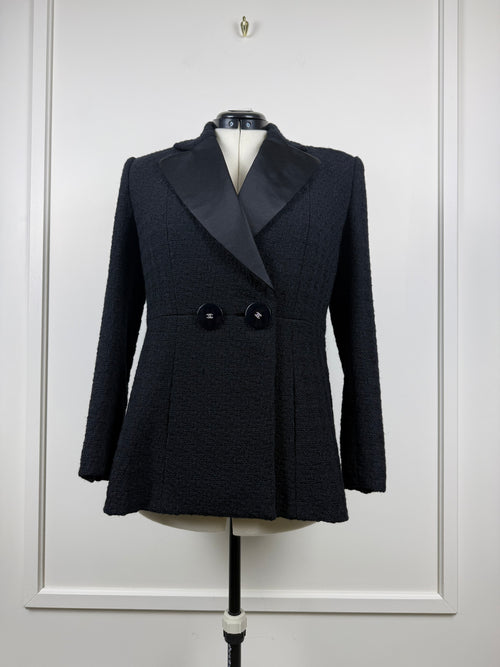 Chanel Tweed Smoking-Blazer – Schwarz – vermutlich Pre-Fall 2017 – Gr. 44 DE (46 FR)