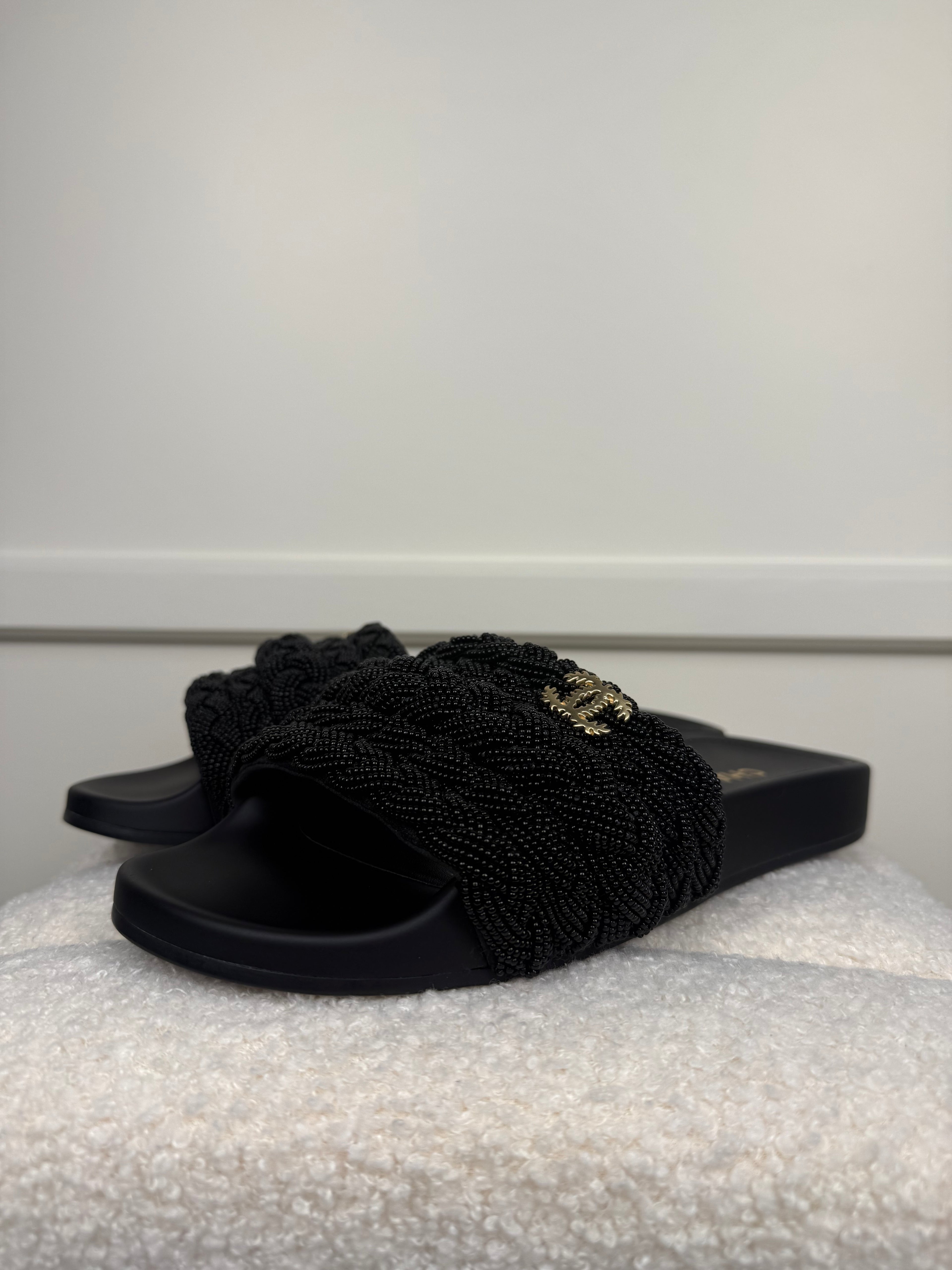 Chanel Slides with Beads Black Sz. 40 EU