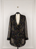 Max Mara Jabot Silk Organza Jacket Black Multi Sz. 40 DE (44 IT)