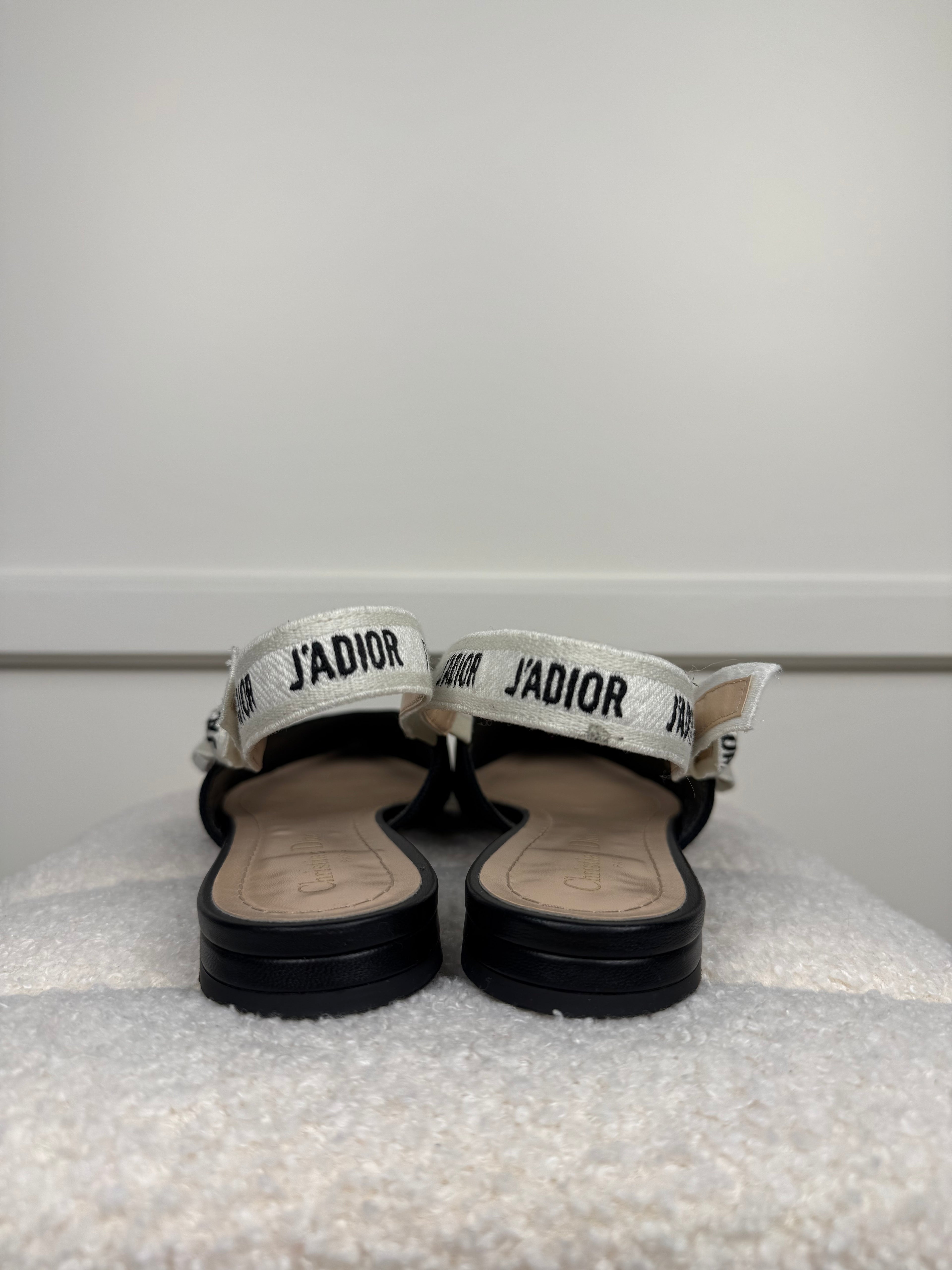 Christian Dior J'Adior Slingback Flats Black Sz. 39 EU