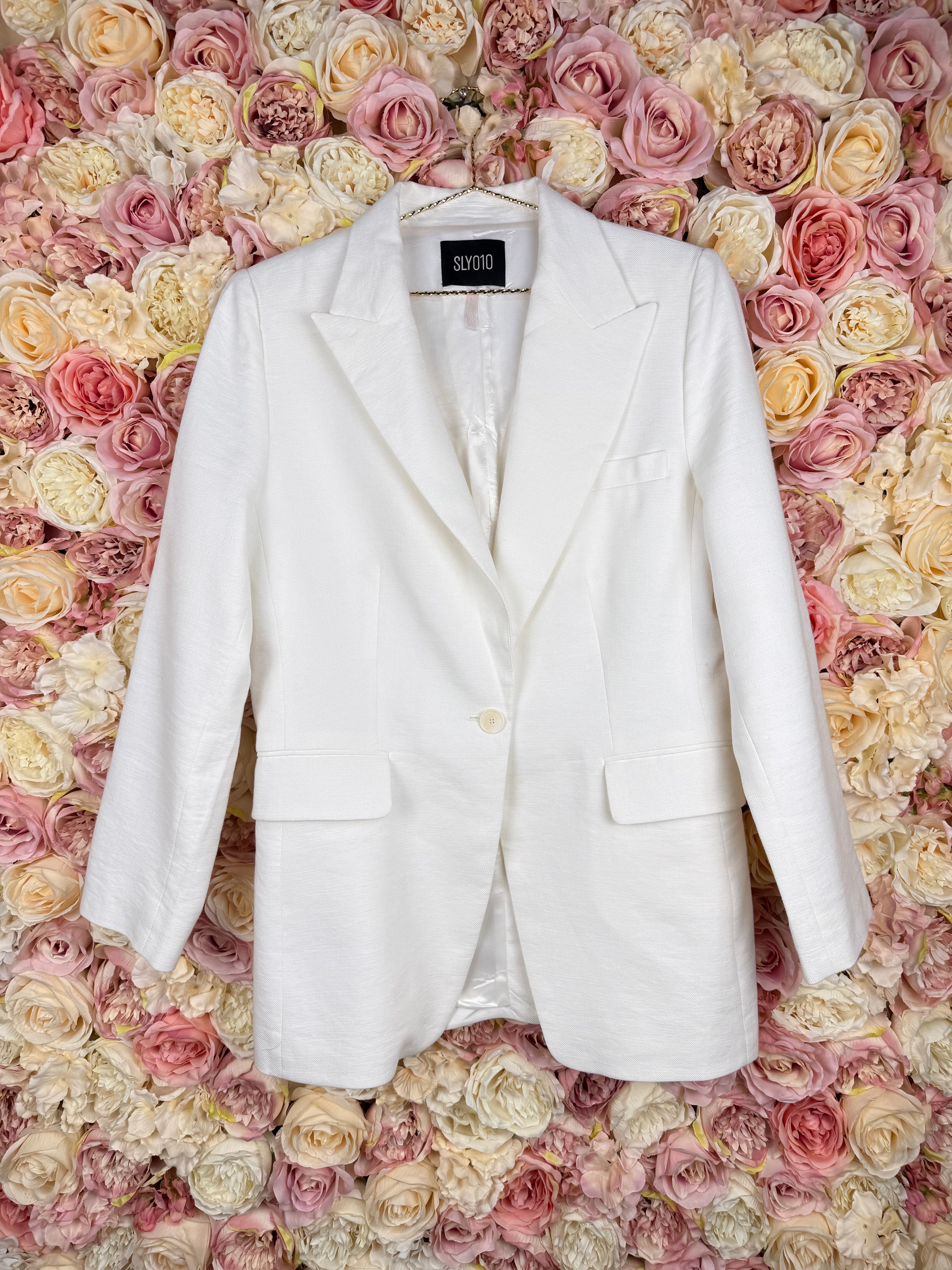 Sly010 Cotton Linen Blazer White Sz. 42 DE (44 FR)