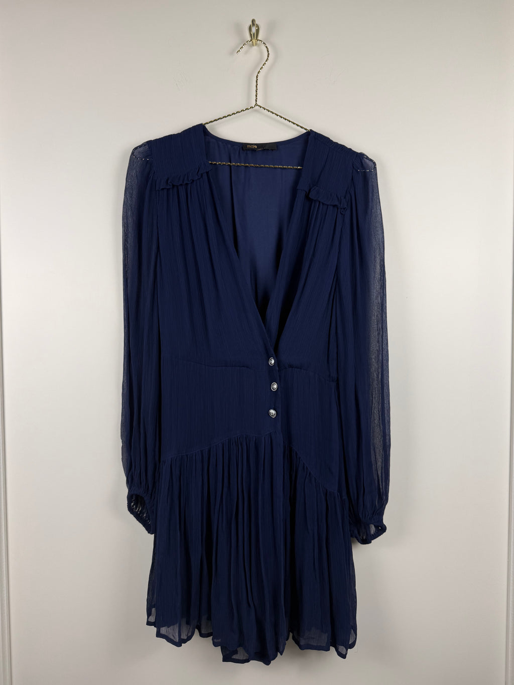 Maje Kleid mit Volants – Dunkelblau – Gr. 36 DE (38 FR)