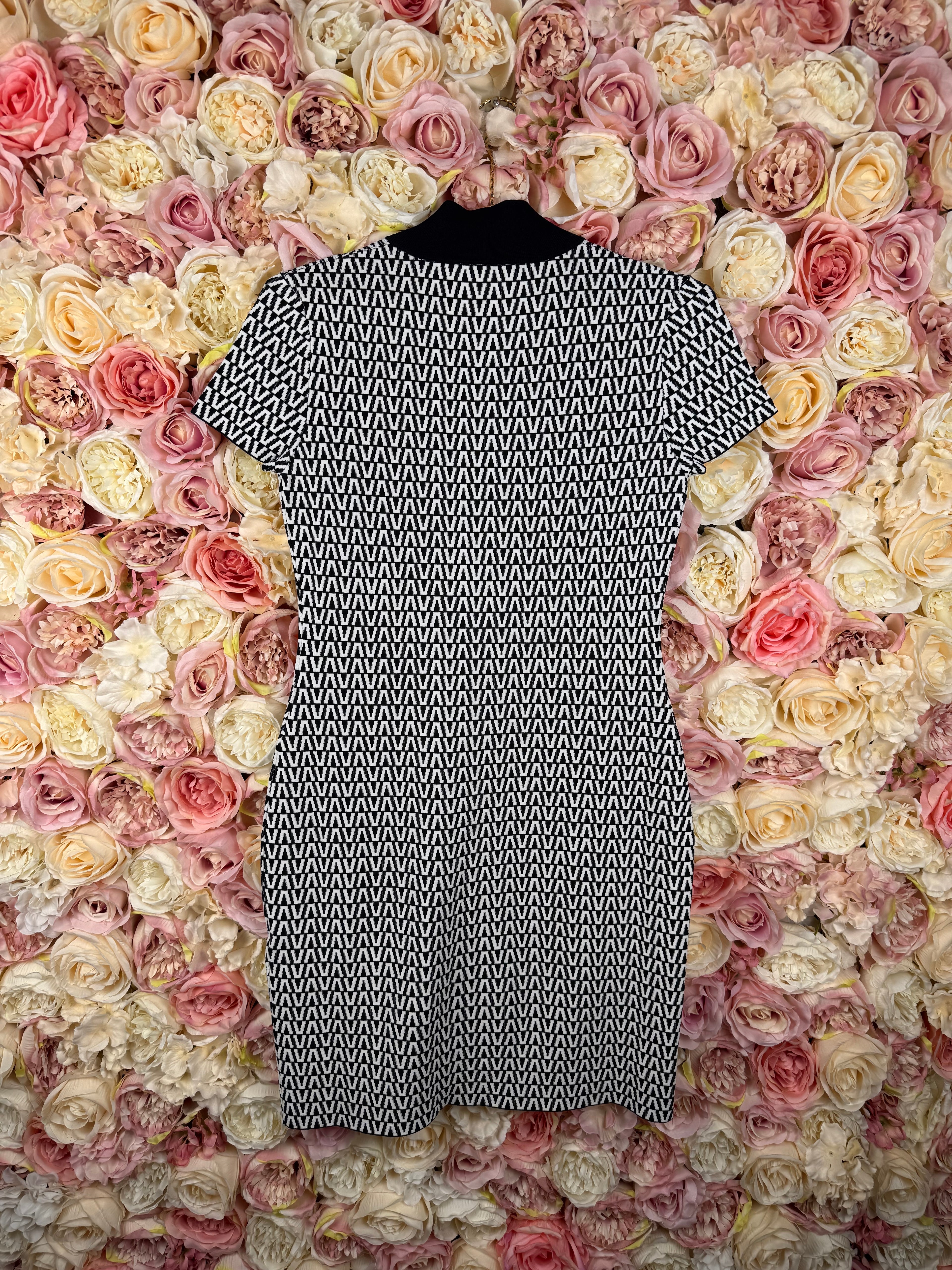 Valentino Stretch Dress Black White Sz. M