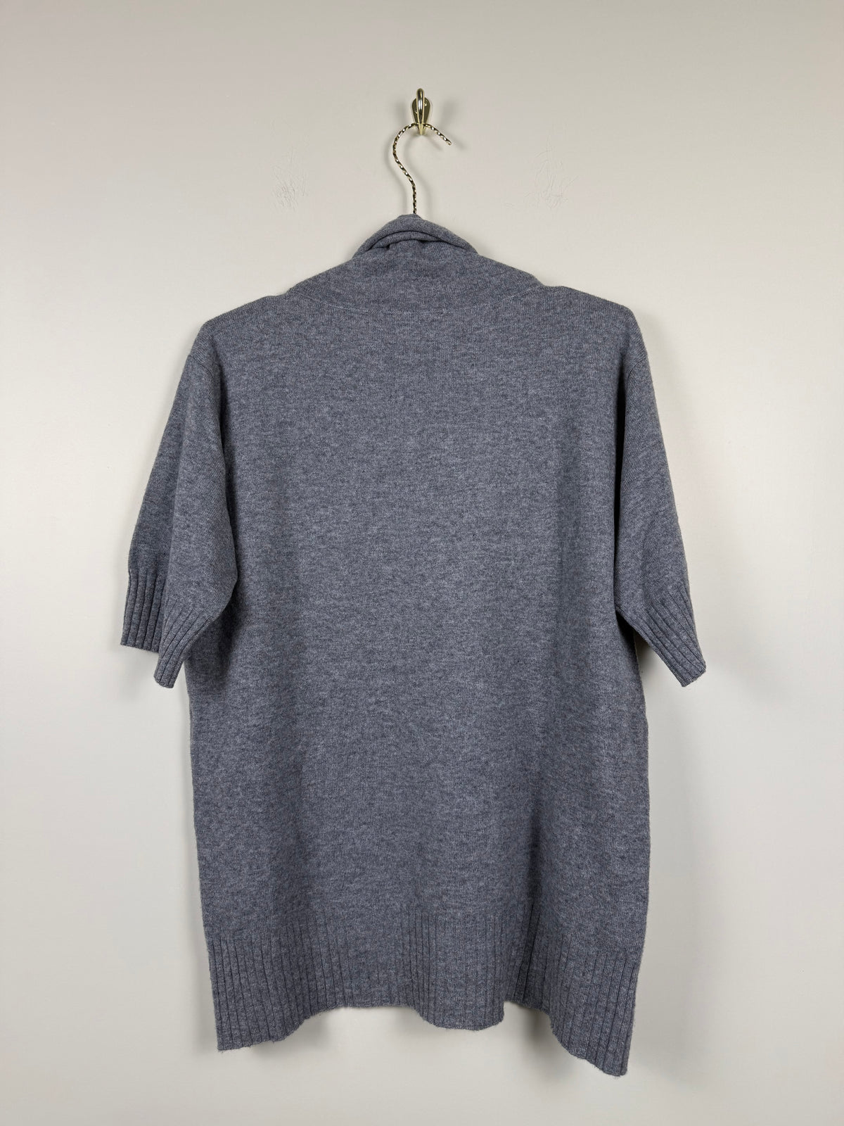 Malo Kurzarm-Rollkragenpullover – Grau – Gr. L