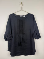 Van Laack Linen Blouse Black Sz. 42 DE