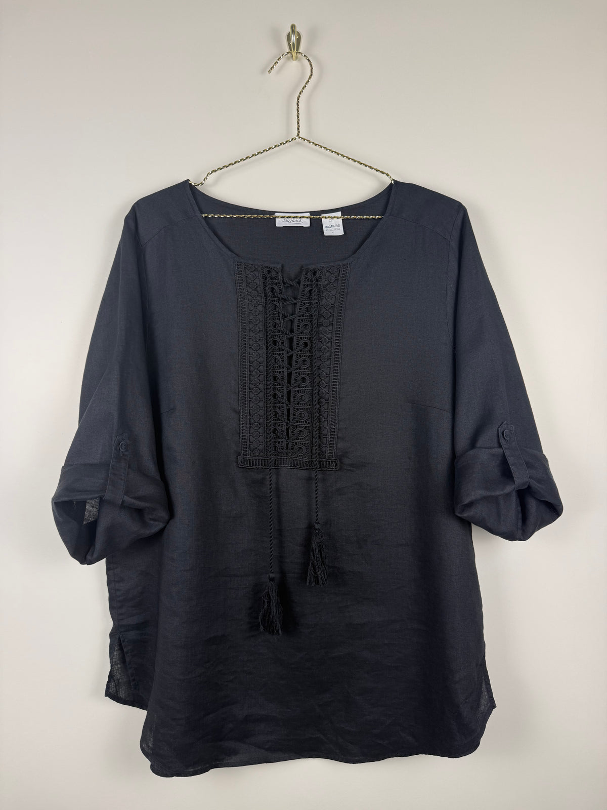 Van Laack Linen Blouse Black Sz. 42 DE