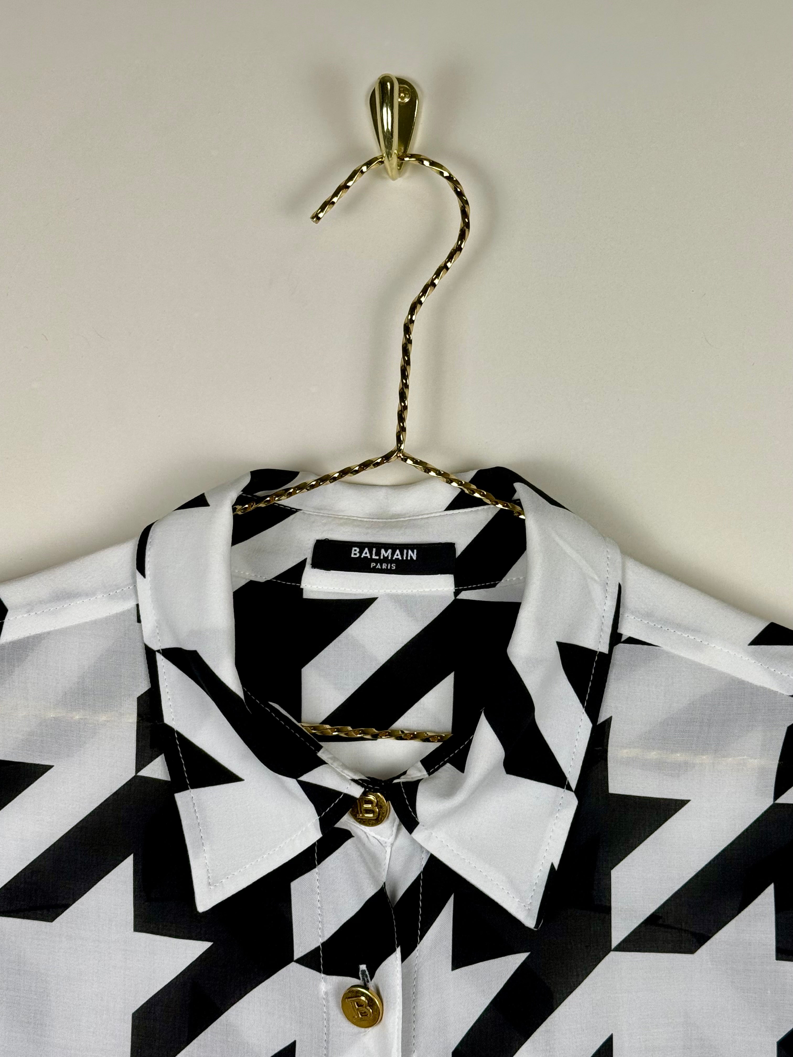 Balmain Oversized Blouse Black White Sz. 34 DE (36 FR)