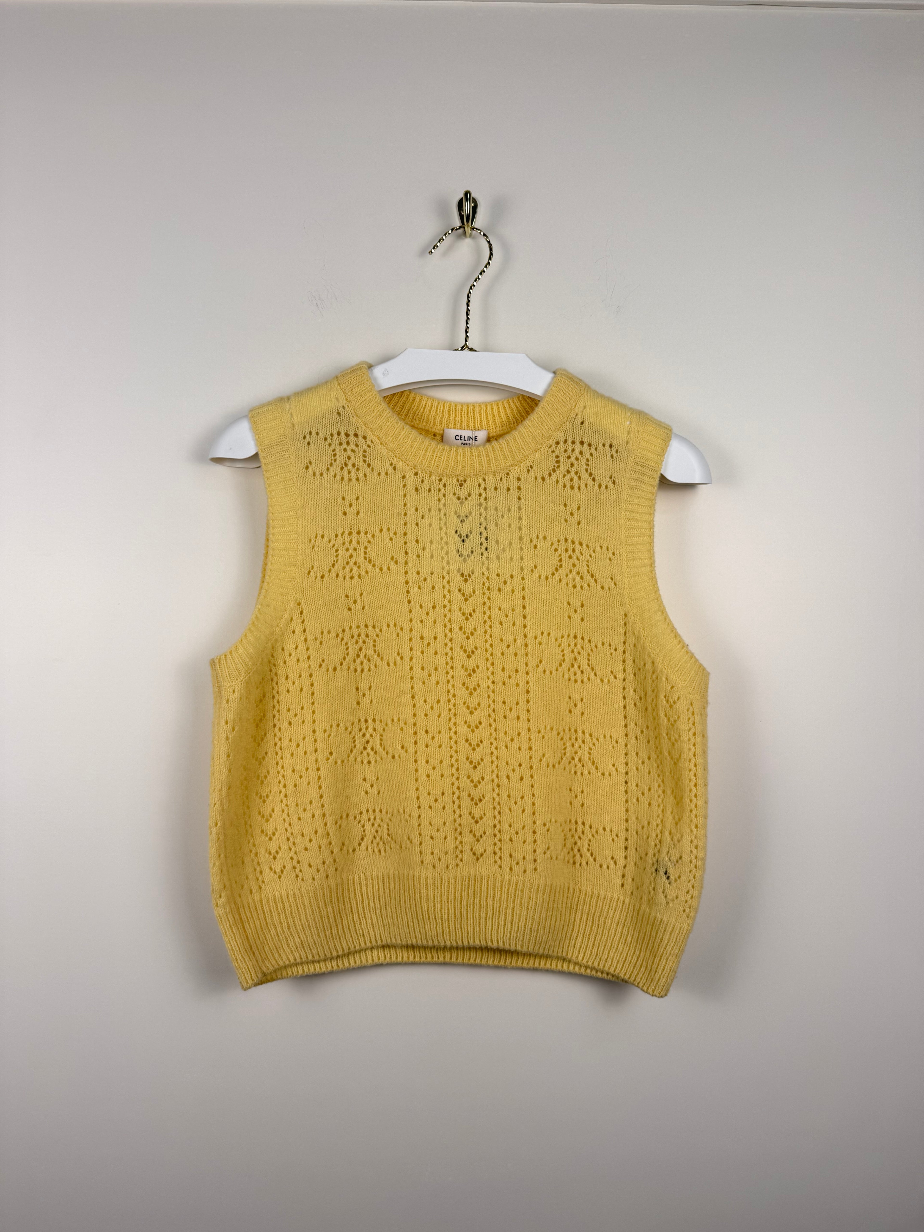 Celine Wool Sweater Vest Yellow Sz. M