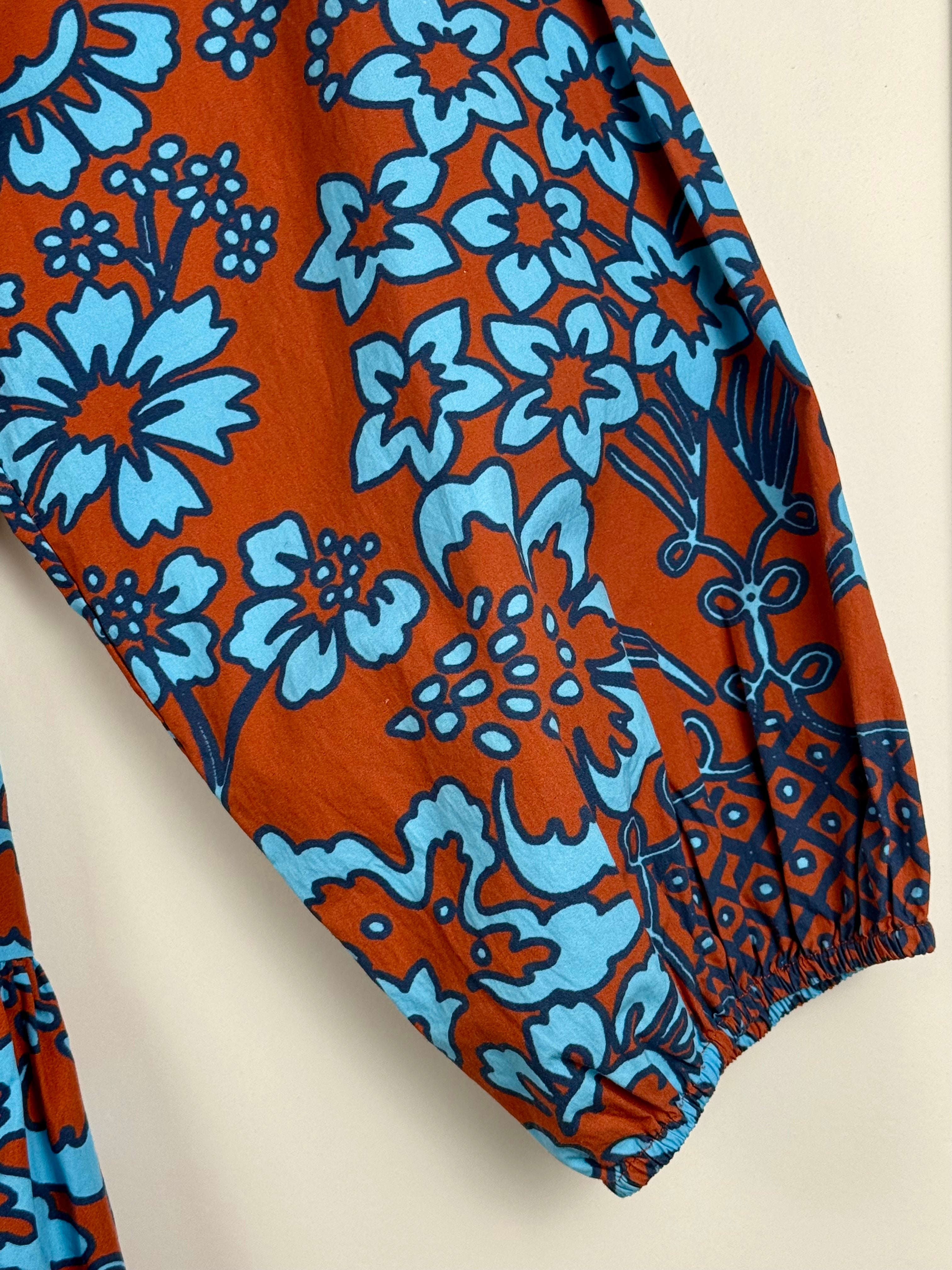 Rhode Dress Terracotta Light Blue Sz. XS