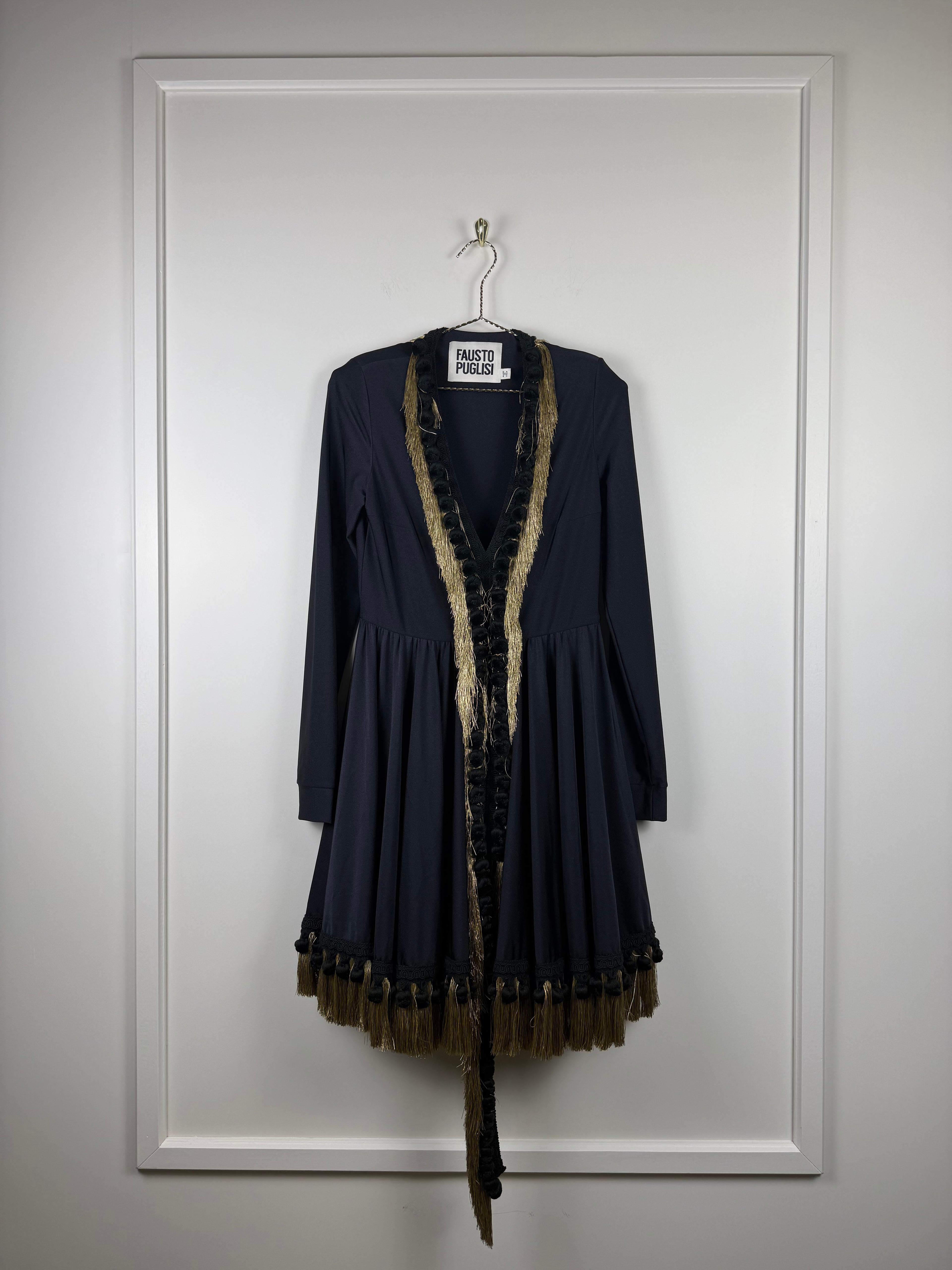 Fausto Puglisi Kleid – Schwarz/Gold – Gr. 38 DE (42 IT)