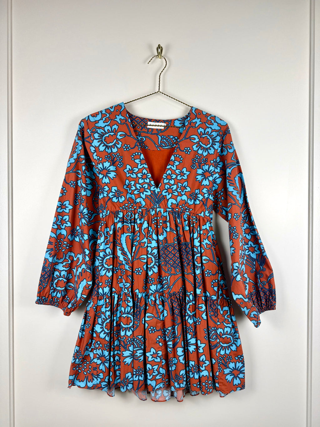 Rhode Dress Terracotta Light Blue Sz. XS