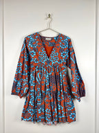 Rhode Dress Terracotta Light Blue Sz. XS